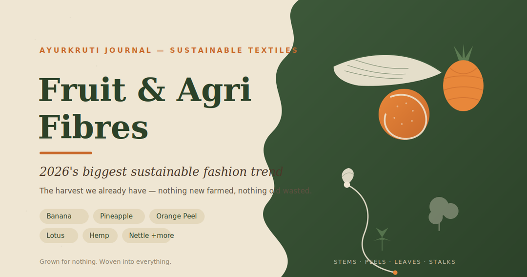 Eco-friendly plant-based fabrics made from fruit and agricultural fibres, featuring banana, pineapple, orange, lotus, hemp, bamboo and other natural textile innovations.