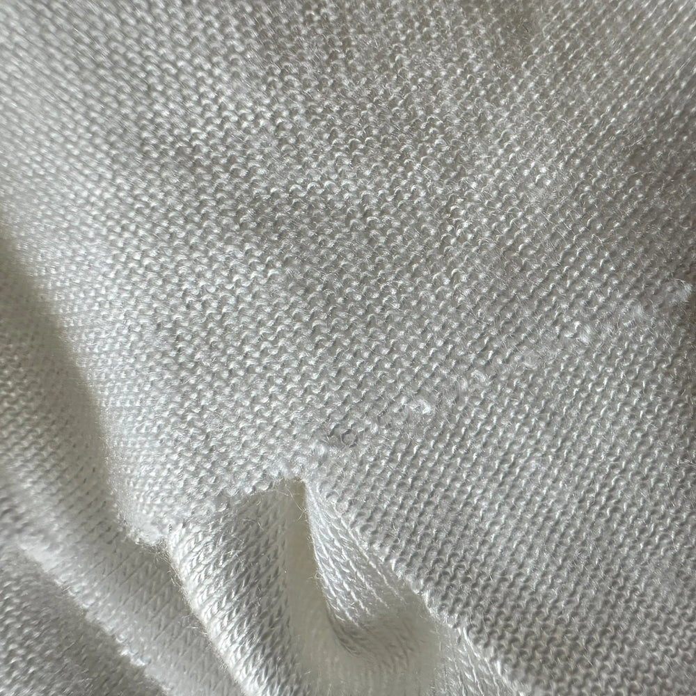 Close-up view of natural bamboo knitted fabric with fine weave