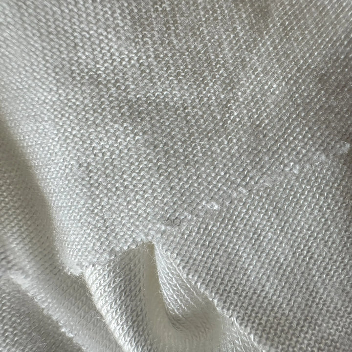 Close-up view of natural bamboo knitted fabric with fine weave