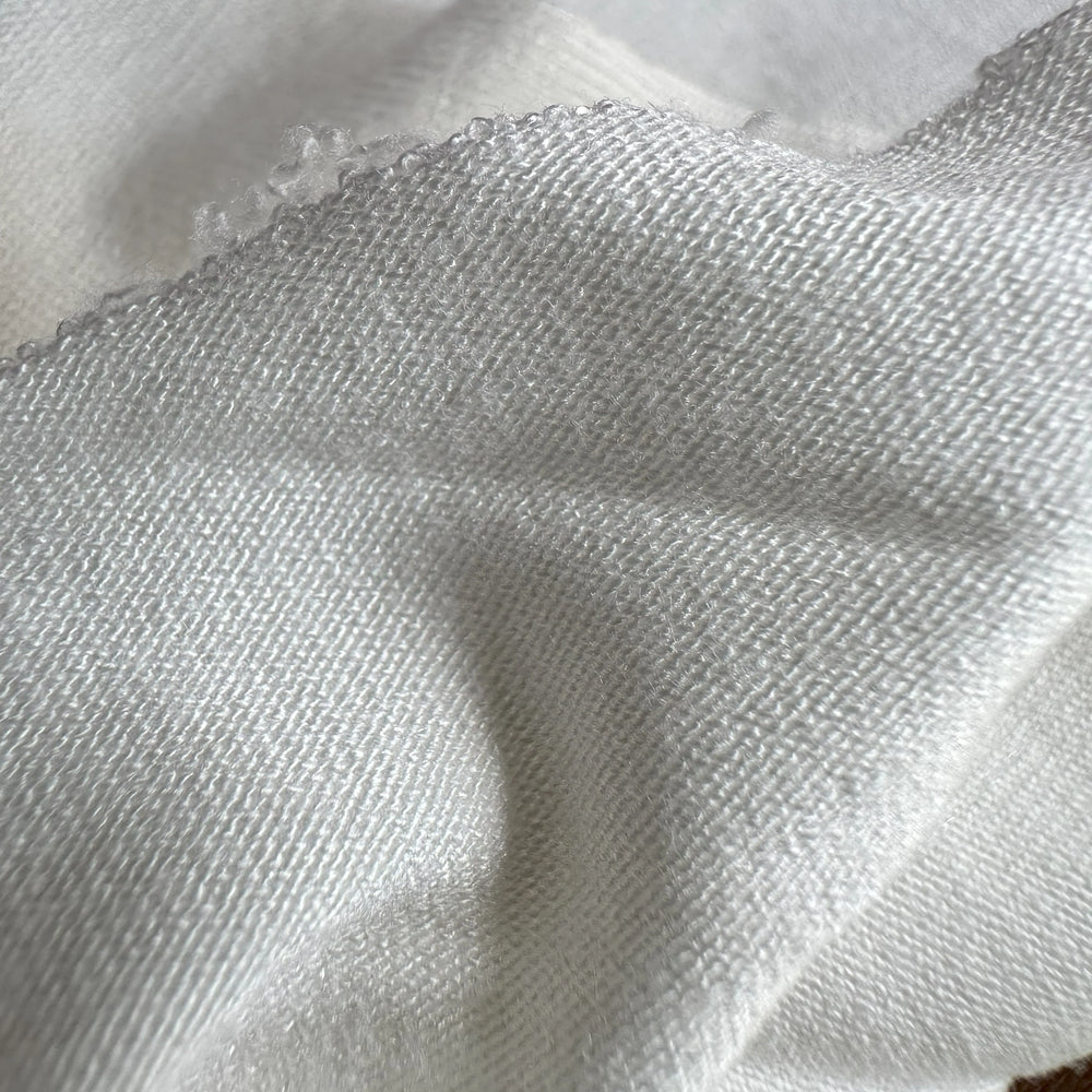 Close-up of sustainable 95% bamboo 5% spandex knitted fabric, 240 GSM