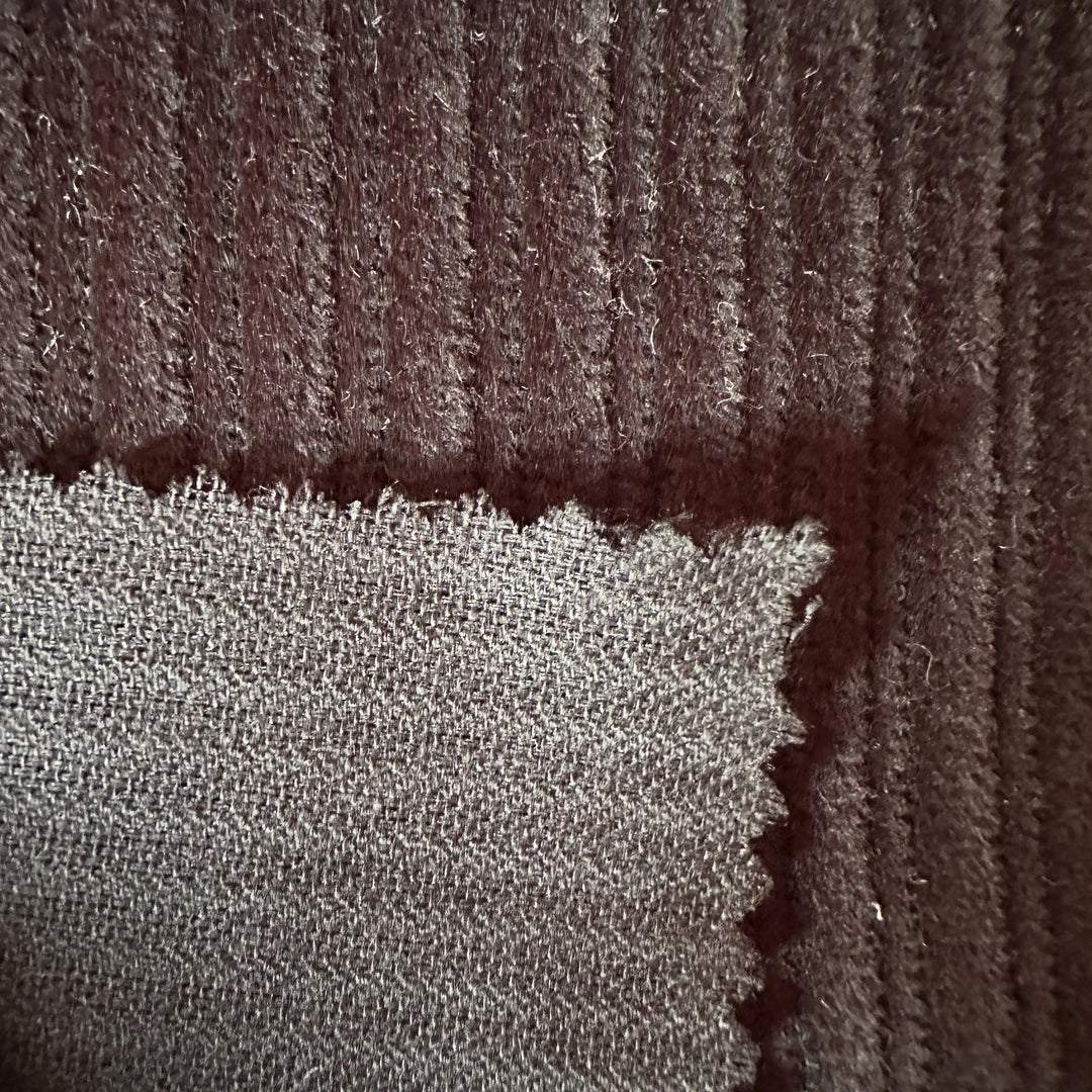 Organic Cotton Black Corduroy 6 Wales – Eco-Friendly Fabric for Winter Wear and Upholstery