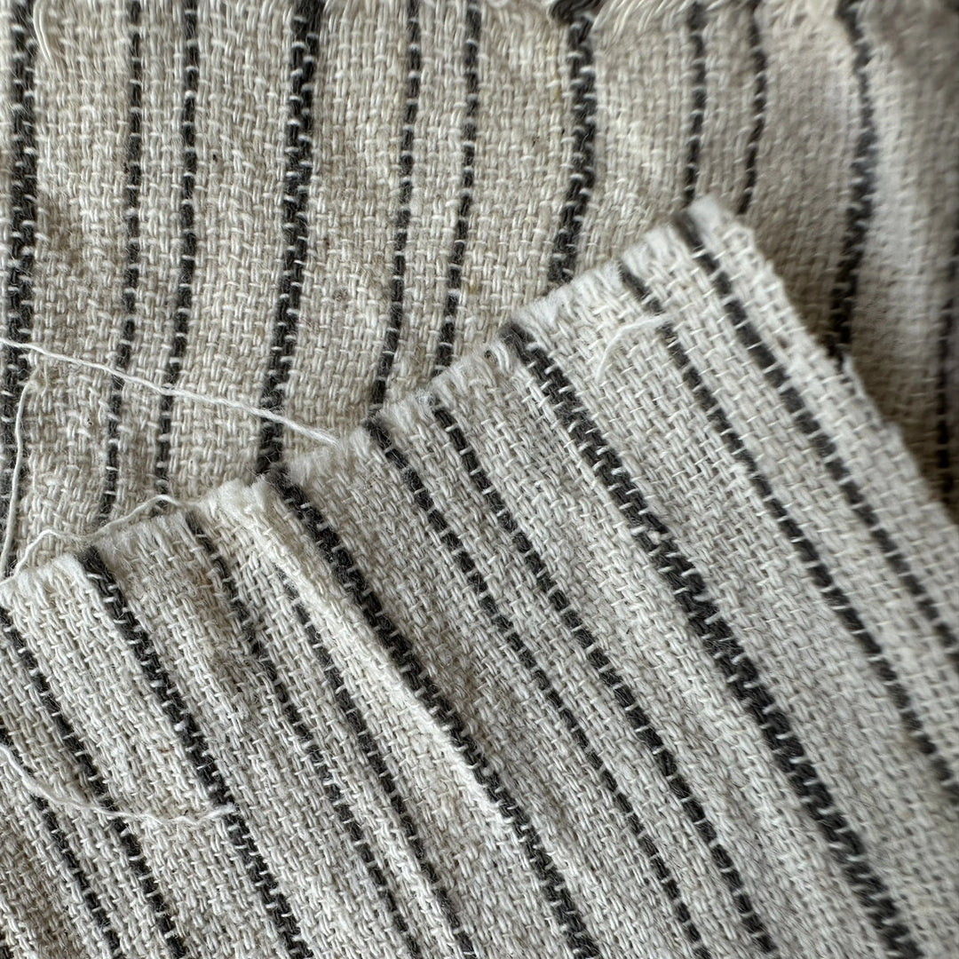 Handwoven Yarn Dyed Black Stripe Kala Cotton Fabric