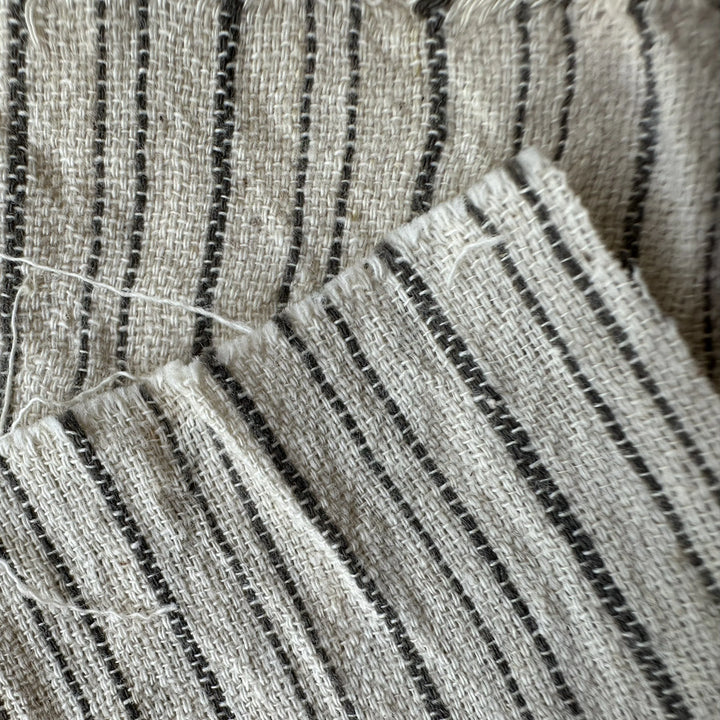 Handwoven Yarn Dyed Black Stripe Kala Cotton Fabric