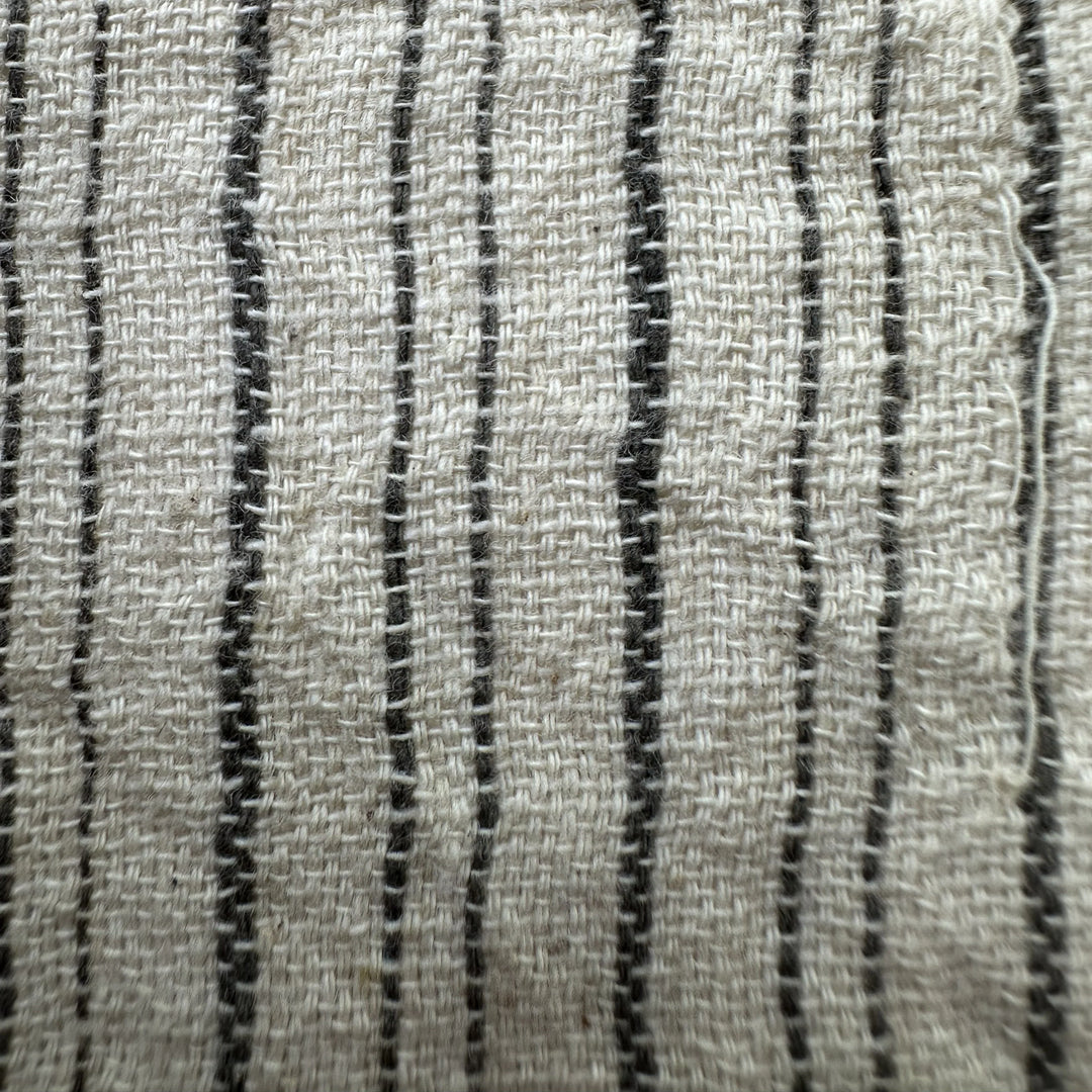 Handwoven Yarn Dyed Black Stripe Kala Cotton Fabric