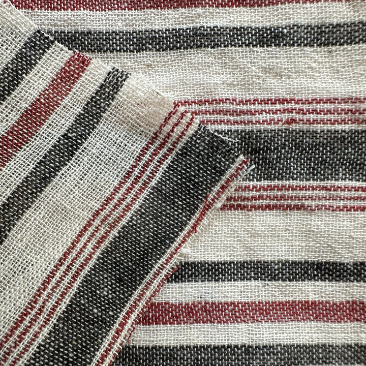 Handwoven Yarn Dyed Madder Stripe Kala Cotton Fabric