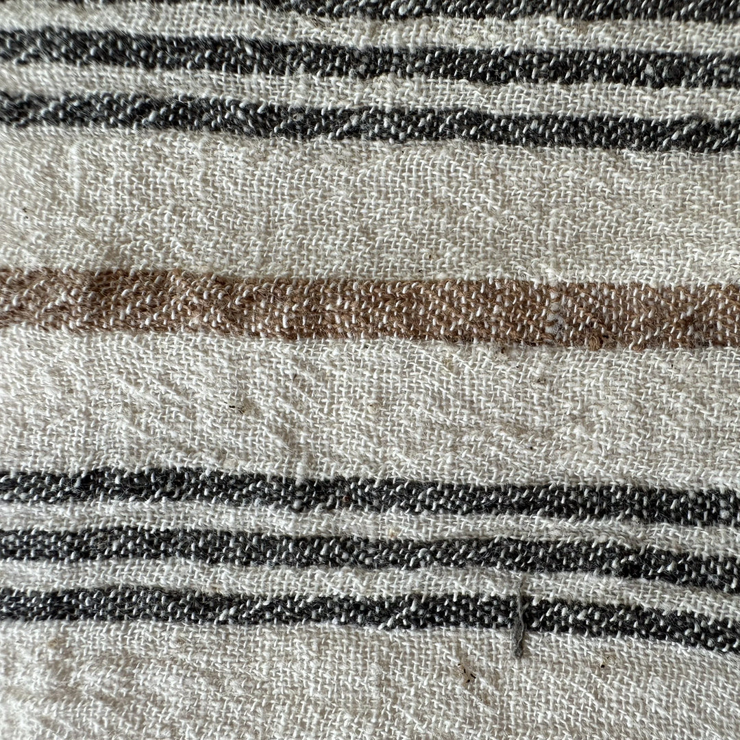 Handwoven Yarn Dyed Brown Stripe Kala Cotton Fabric