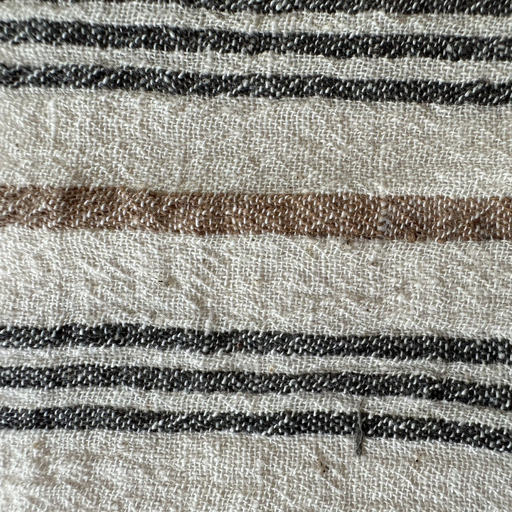 Handwoven Yarn Dyed Brown Stripe Kala Cotton Fabric