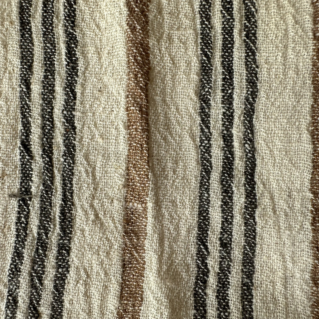 Handwoven Yarn Dyed Brown Stripe Kala Cotton Fabric