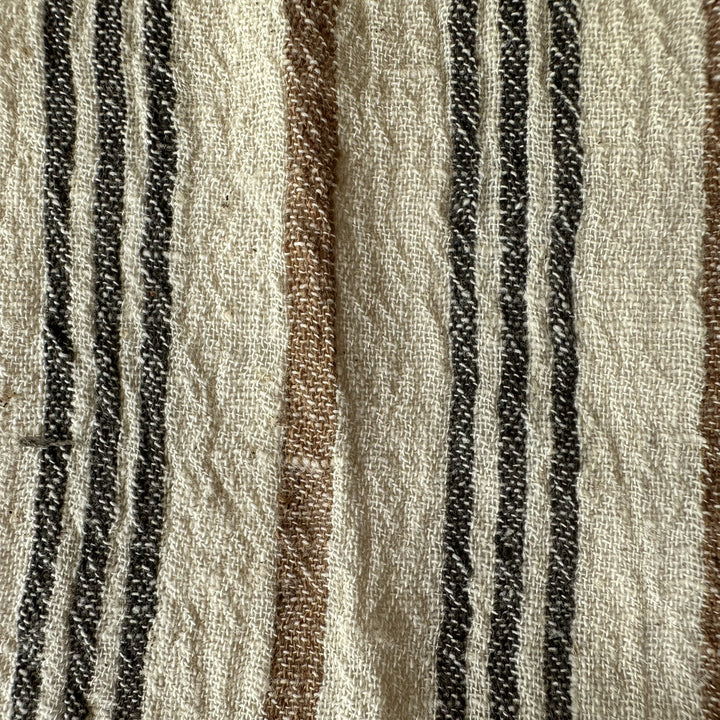 Handwoven Yarn Dyed Brown Stripe Kala Cotton Fabric