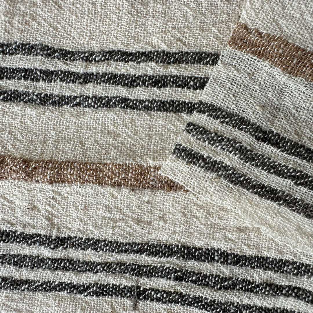 Handwoven Yarn Dyed Brown Stripe Kala Cotton Fabric