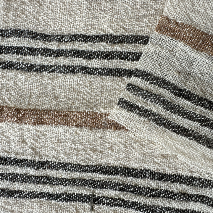 Handwoven Yarn Dyed Brown Stripe Kala Cotton Fabric