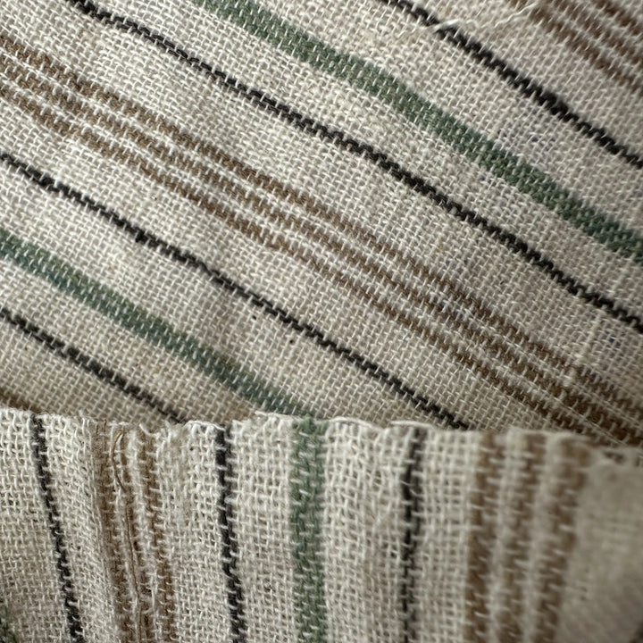 Handwoven Yarn Dyed Green Stripe Kala Cotton Fabric