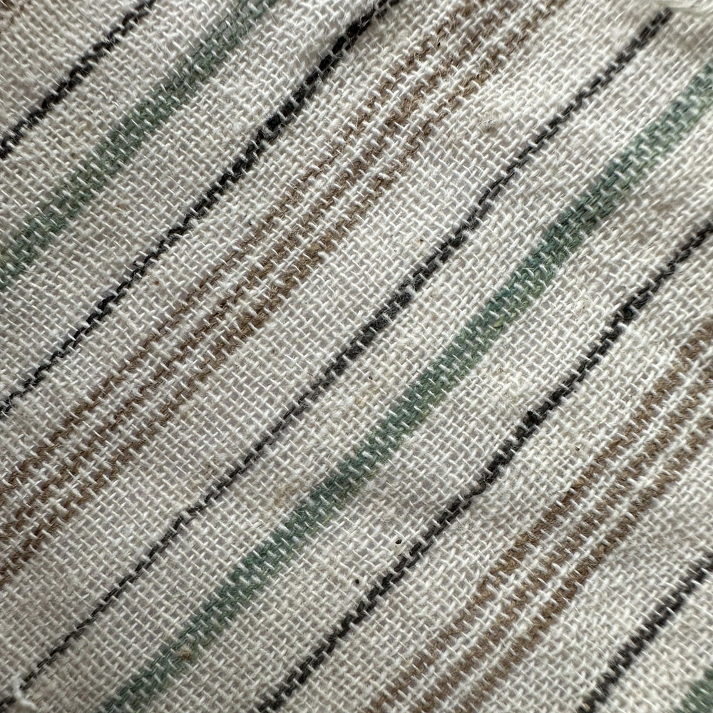 Handwoven Yarn Dyed Green Stripe Kala Cotton Fabric