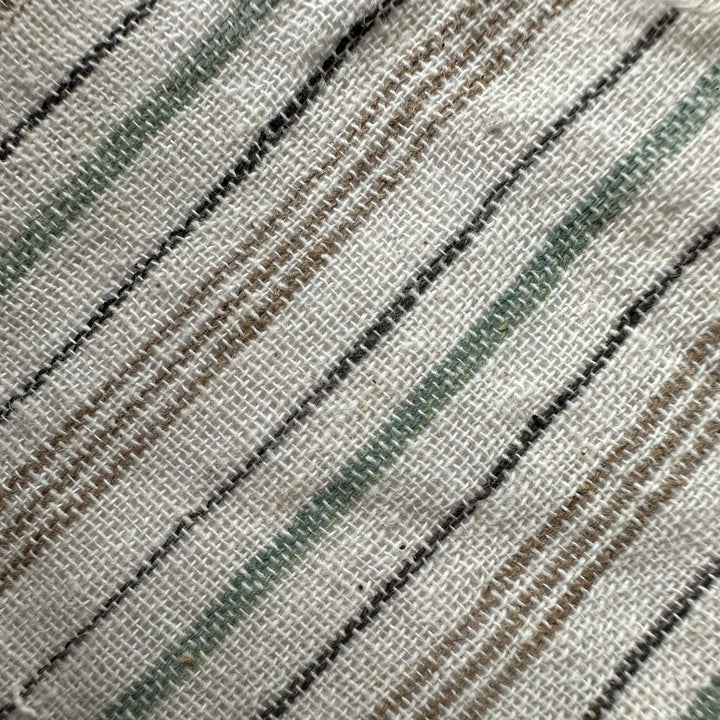 Handwoven Yarn Dyed Green Stripe Kala Cotton Fabric
