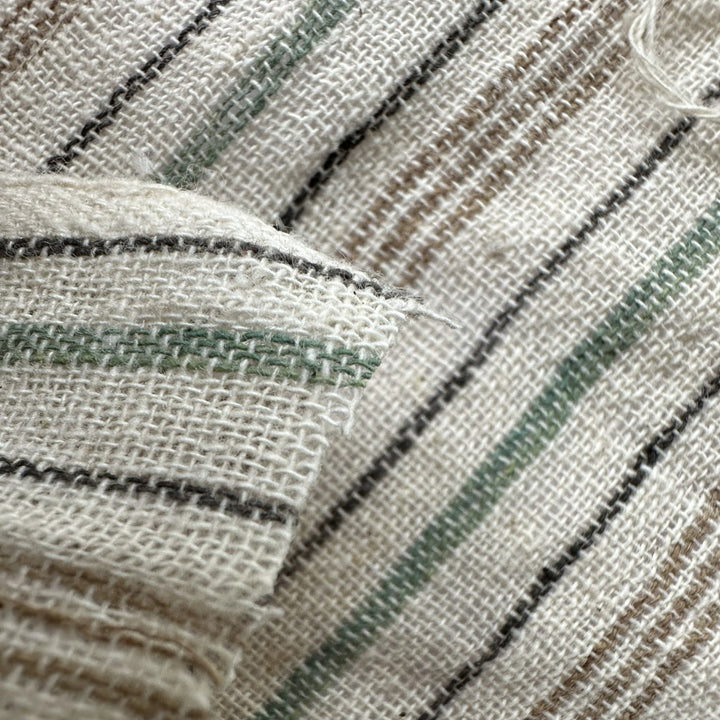 Handwoven Yarn Dyed Green Stripe Kala Cotton Fabric