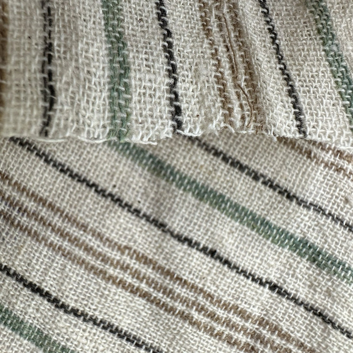 Handwoven Yarn Dyed Green Stripe Kala Cotton Fabric