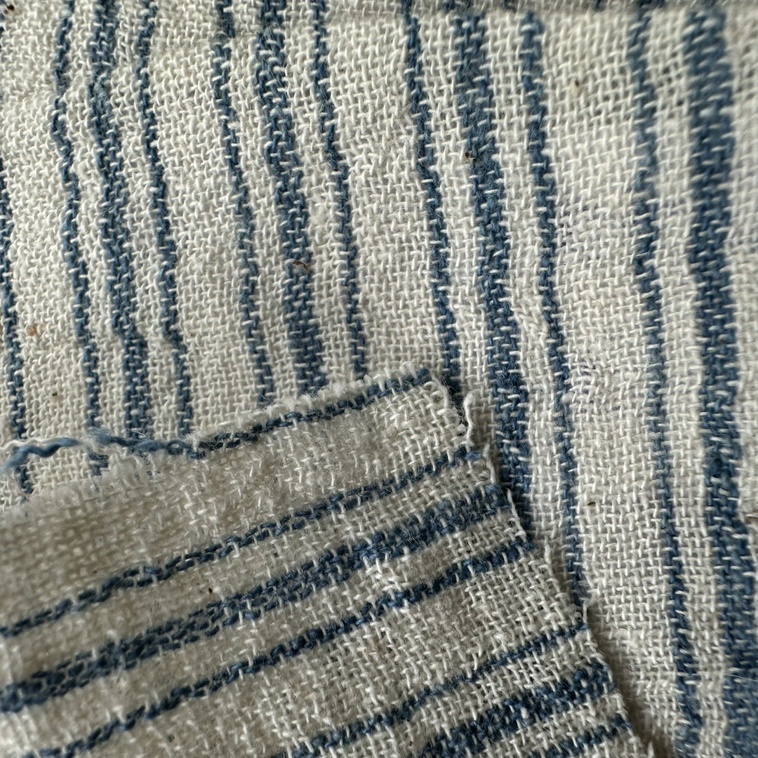 Handwoven Multistripe Yarn Dyed Indigo Kala Cotton Fabric