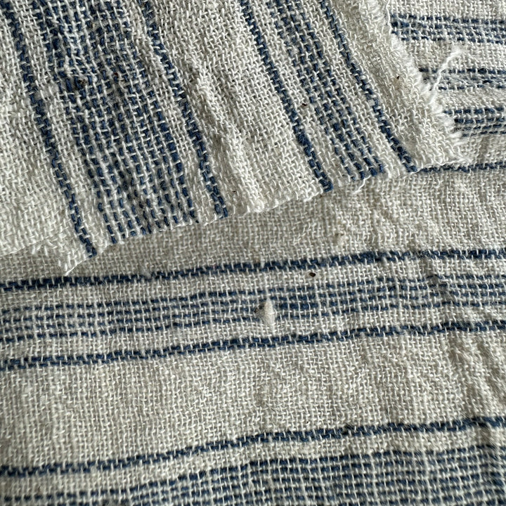 Handwoven Multistripe Yarn Dyed Indigo Kala Cotton Fabric