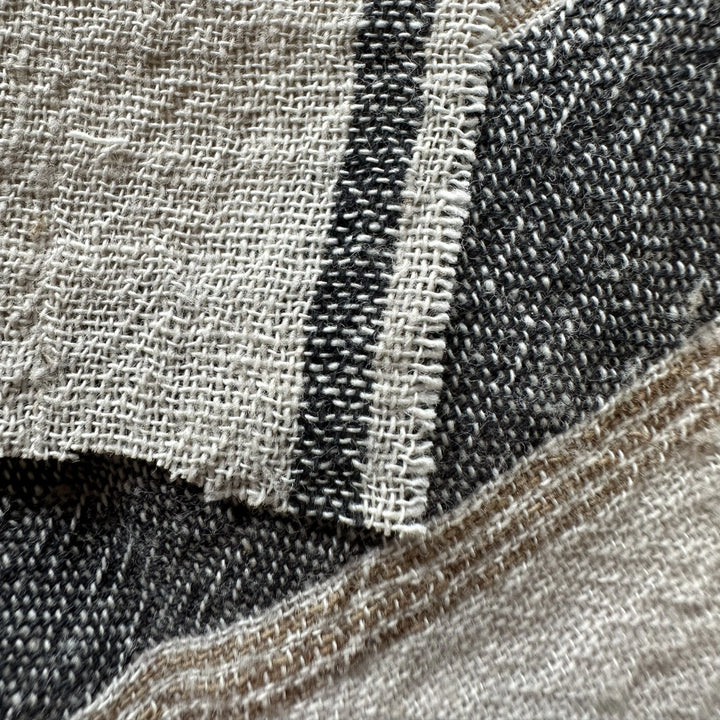 Handwoven Yarn Dyed Black Stripe Kala Cotton Fabric