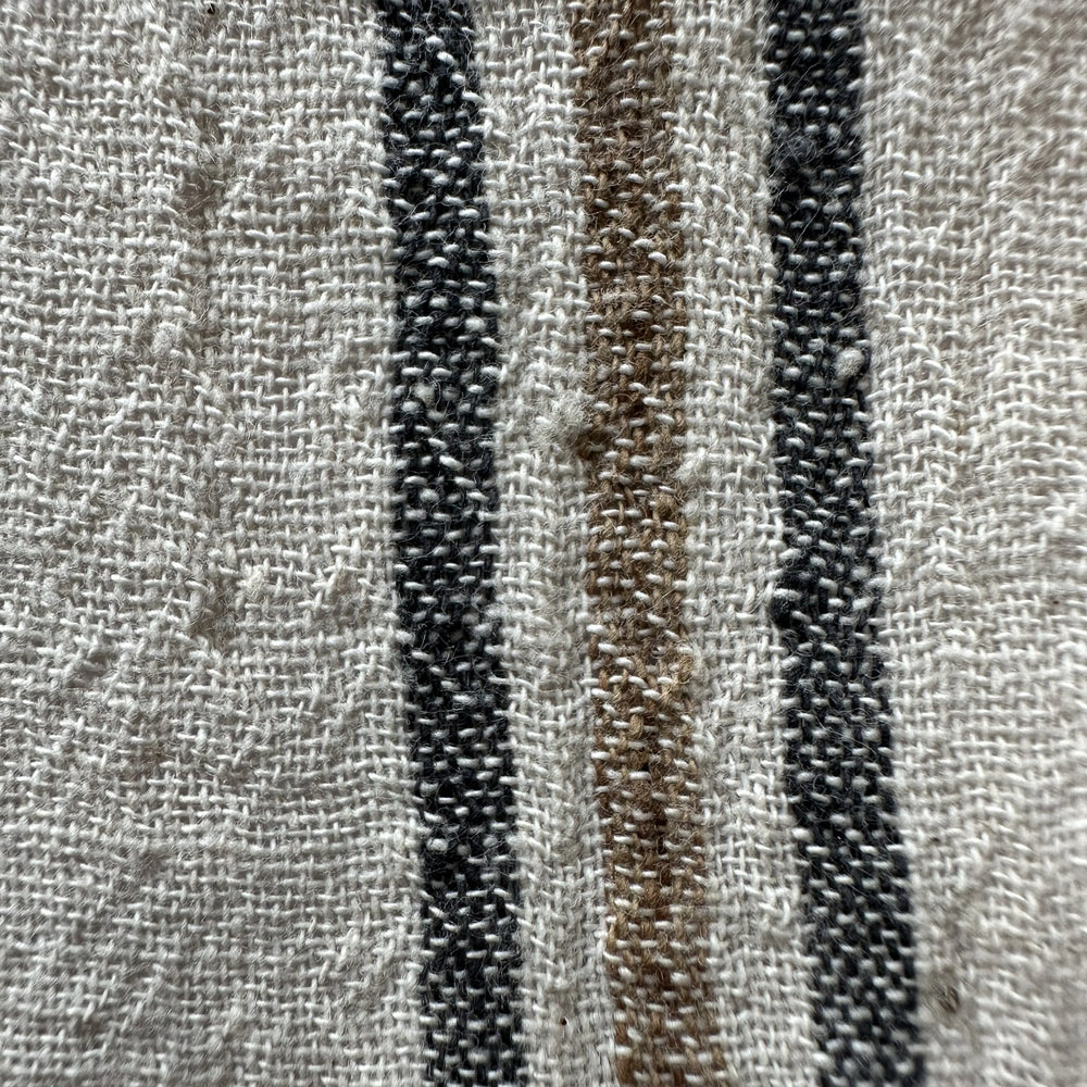 Handwoven Yarn Dyed Black Stripe Kala Cotton Fabric