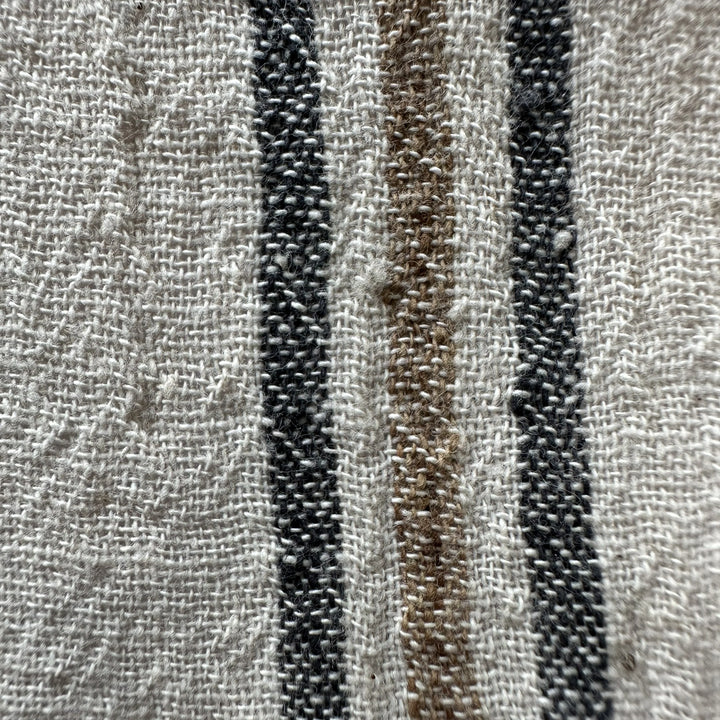 Handwoven Yarn Dyed Black Stripe Kala Cotton Fabric