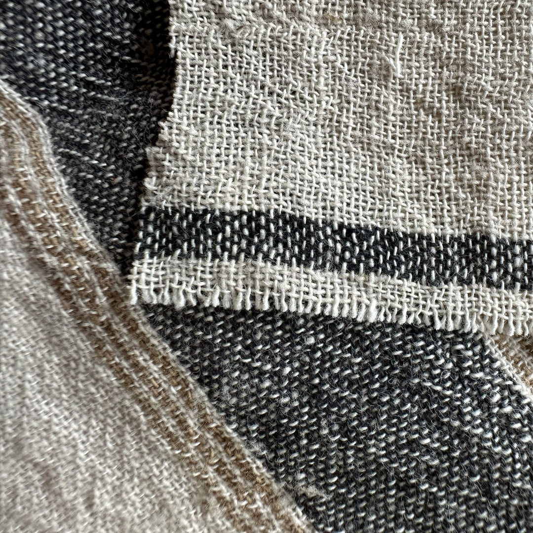 Handwoven Yarn Dyed Black Stripe Kala Cotton Fabric