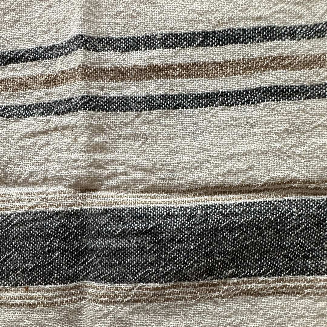 Handwoven Yarn Dyed Black Stripe Kala Cotton Fabric
