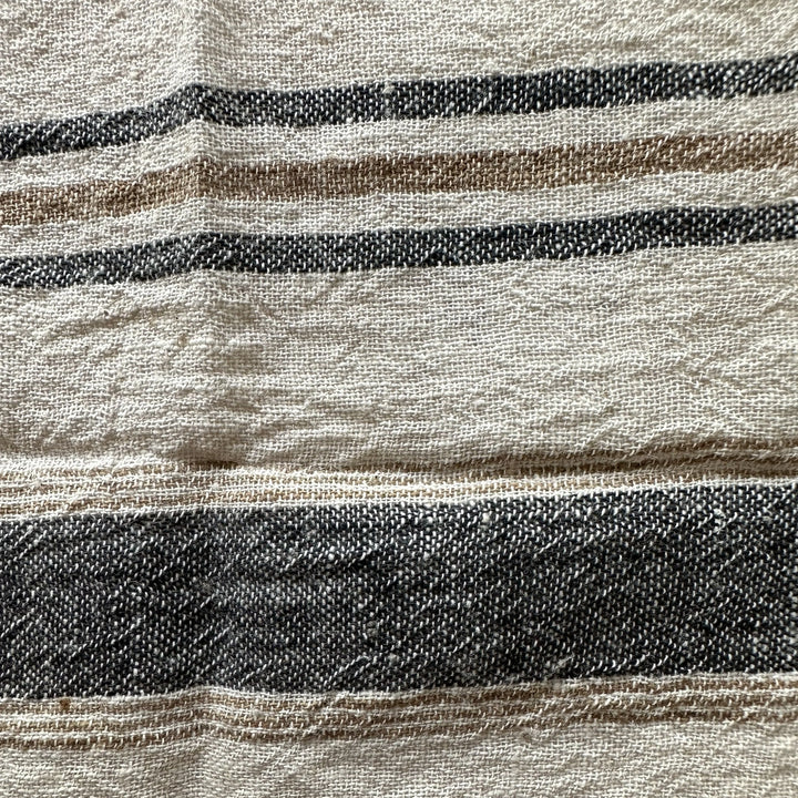Handwoven Yarn Dyed Black Stripe Kala Cotton Fabric