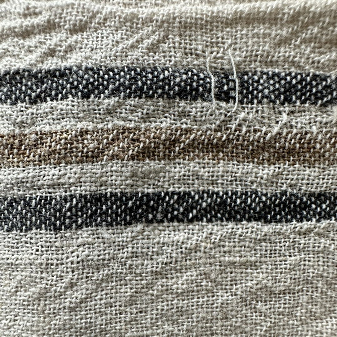 Handwoven Yarn Dyed Black Stripe Kala Cotton Fabric