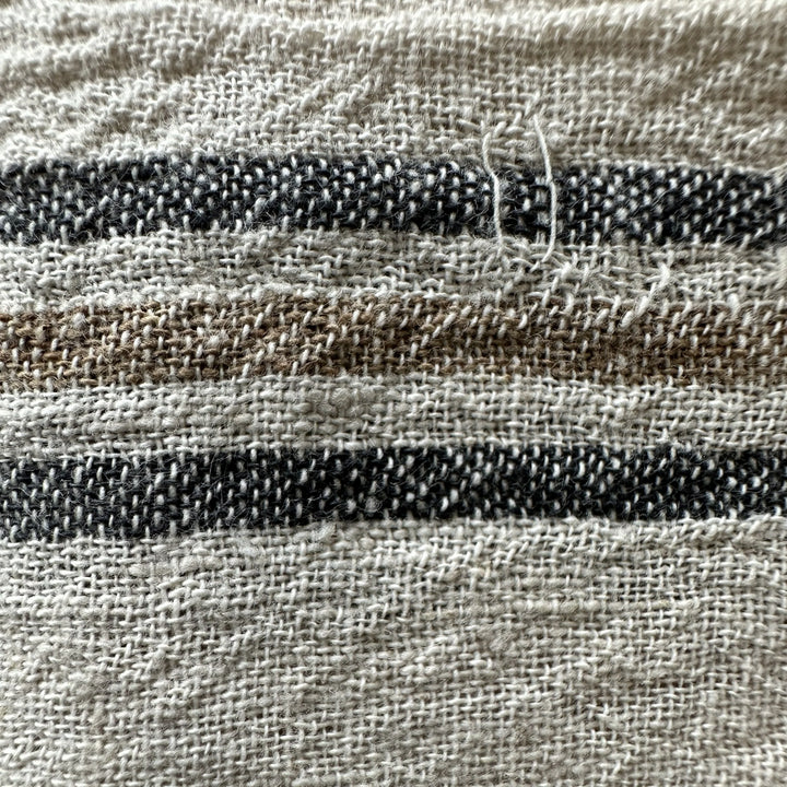 Handwoven Yarn Dyed Black Stripe Kala Cotton Fabric