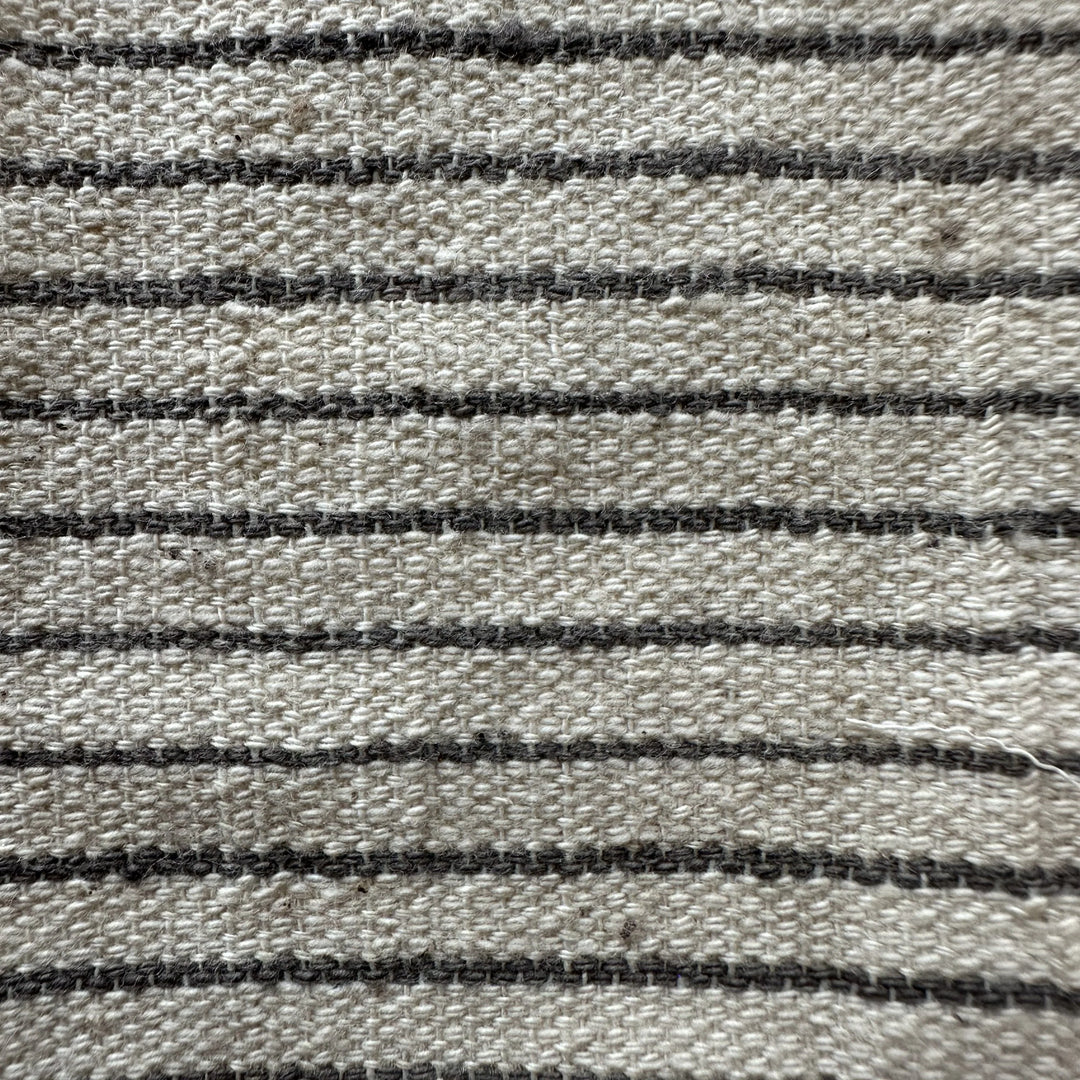 Handwoven Yarn Dyed Black Stripe 2 ply x 1 ply Kala Cotton Fabric