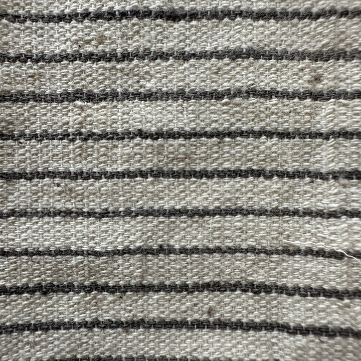 Handwoven Yarn Dyed Black Stripe 2 ply x 1 ply Kala Cotton Fabric