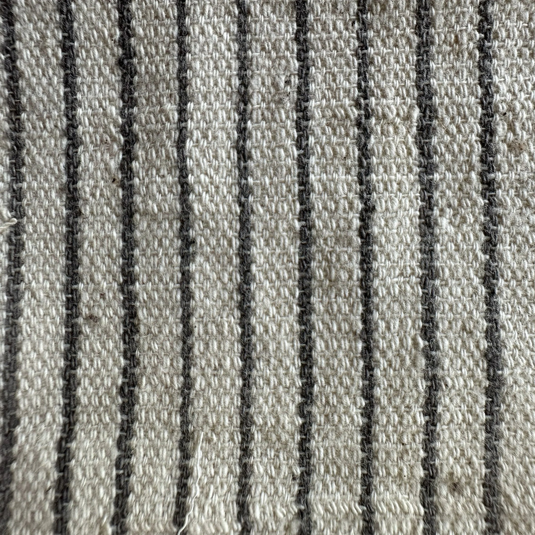 Handwoven Yarn Dyed Black Stripe 2 ply x 1 ply Kala Cotton Fabric