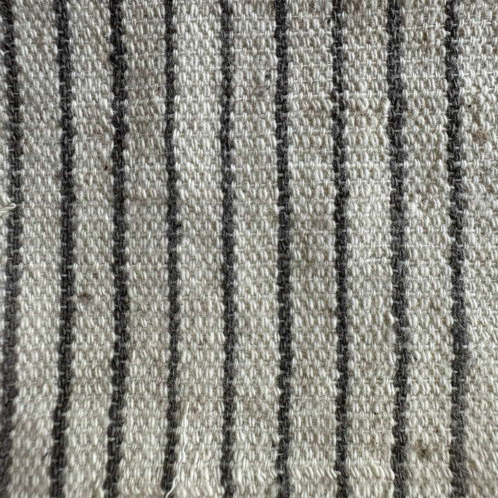 Handwoven Yarn Dyed Black Stripe 2 ply x 1 ply Kala Cotton Fabric