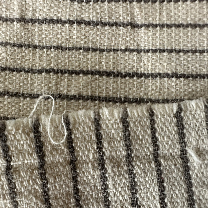 Handwoven Yarn Dyed Black Stripe 2 ply x 1 ply Kala Cotton Fabric