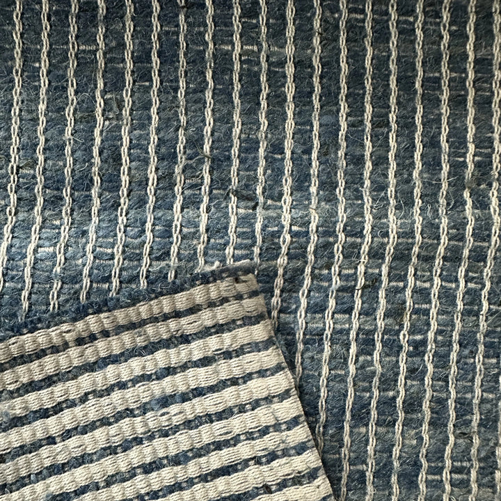 Close-up of handwoven natural yarn dyed nettle fabric from the Himalayas