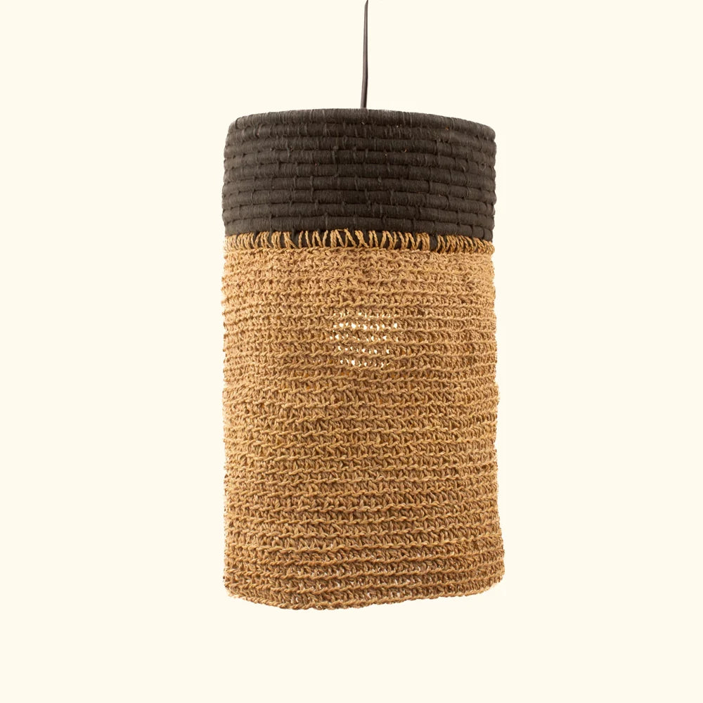 Natural fiber wheat grass lamp shade for bohemian interiors